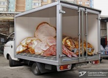 Эскиз 3D рекламы продукции мясокомбината. г.Краснодар. 2014 год.
