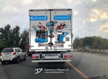 3D vehicle wrap design. 3D реклама оборудования компании "Русстойбизнес". Задний борт-4. г.Москва. 2021 год.