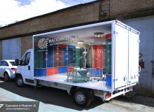 3D реклама на автомобилях компании "TORG-SITY". Производство торгового оборудования. г.Москва. 2012 год.