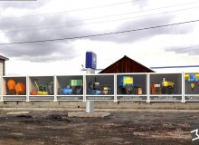 3D реклама строительного оборудования на заборе компании ООО "Агрегат". г.Красноярск. 2015 год.